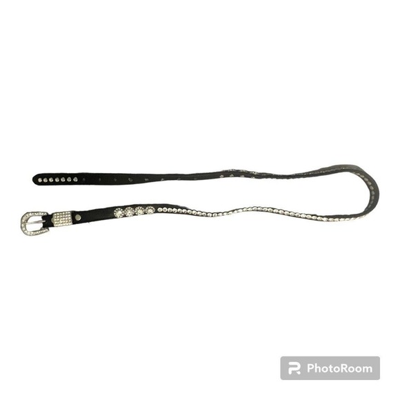 Buckle Belt Women's Large Black with Sparkly Bling Rhinestones - Picture 2 of 3